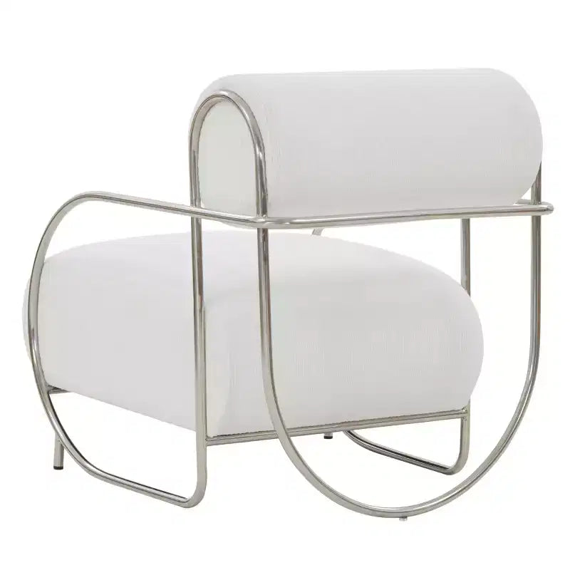 Fauteuil d'appoint à armature métallique Bethann - SFV5130 - Blanc/Argent - Safavieh Couture