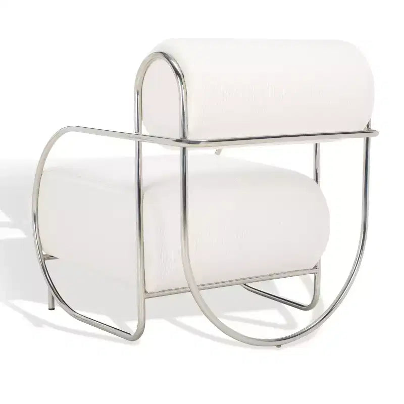 Fauteuil d'appoint à armature métallique Bethann - SFV5130 - Blanc/Argent - Safavieh Couture