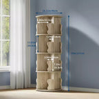 Rotating Bookshelf, 4 Tier Floor Standing Bookcase with Storage Rack, 50 Tall Small Revolving Bookcase for Small Space Bedroom Living Room