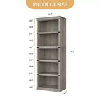 Étagère à livres à 5 niveaux, Bibliothèque de style fermier, Étagère haute avec rangement, Bibliothèques en bois pour salon
