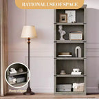 Étagère à livres à 5 niveaux, Bibliothèque de style fermier, Étagère haute avec rangement, Bibliothèques en bois pour salon