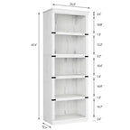 Étagère à livres à 5 niveaux, Bibliothèque de style fermier, Étagère haute avec rangement, Bibliothèques en bois pour salon
