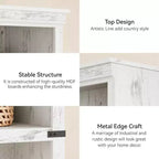 Étagère à livres à 5 niveaux, Bibliothèque de style fermier, Étagère haute avec rangement, Bibliothèques en bois pour salon
