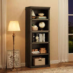 Étagère à livres à 5 niveaux, Bibliothèque de style fermier, Étagère haute avec rangement, Bibliothèques en bois pour salon