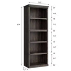 Étagère à livres à 5 niveaux, Bibliothèque de style fermier, Étagère haute avec rangement, Bibliothèques en bois pour salon