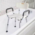 U-Shaped Shower Chair with Backrest, Adjustable Height, Shower Chair with 350 Lb Capacity for Elderly and Disabled