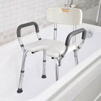 U-Shaped Shower Chair with Backrest, Adjustable Height, Shower Chair with 350 Lb Capacity for Elderly and Disabled