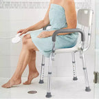 Chaise de douche en U avec dossier, hauteur réglable, chaise de douche d'une capacité de 158 kg pour personnes âgées et handicapées