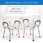 Chaise de douche en U avec dossier, hauteur réglable, chaise de douche d'une capacité de 158 kg pour personnes âgées et handicapées