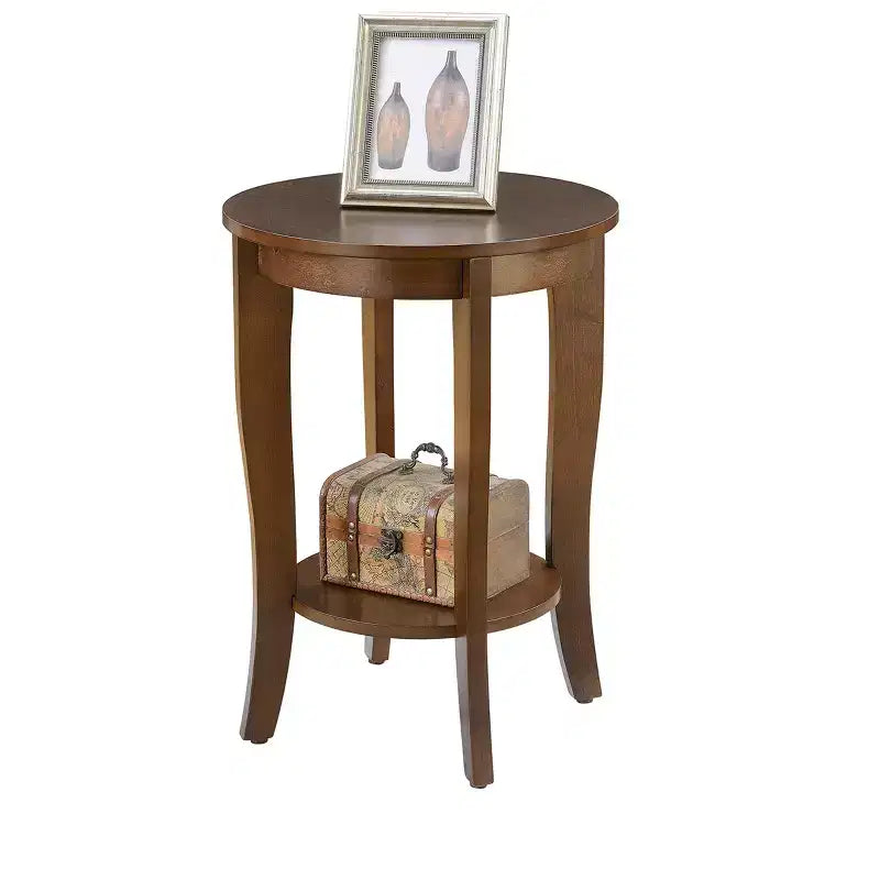 Table d'appoint HomeStock Belmont Mid-Century Moderne avec surface à niveaux multiples et design épuré pour lampes, livres et accessoires