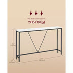 Console étroite avec cadre en acier, table de canapé de 120 cm pour entrée, salon, chambre, design industriel