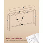 Console étroite avec cadre en acier, table de canapé de 120 cm pour entrée, salon, chambre, design industriel