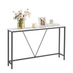 Console étroite avec cadre en acier, table de canapé de 120 cm pour entrée, salon, chambre, design industriel