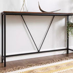 Console étroite avec cadre en acier, table de canapé de 120 cm pour entrée, salon, chambre, design industriel
