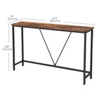 Console étroite avec cadre en acier, table de canapé de 120 cm pour entrée, salon, chambre, design industriel