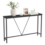 Console étroite avec cadre en acier, table de canapé de 120 cm pour entrée, salon, chambre, design industriel