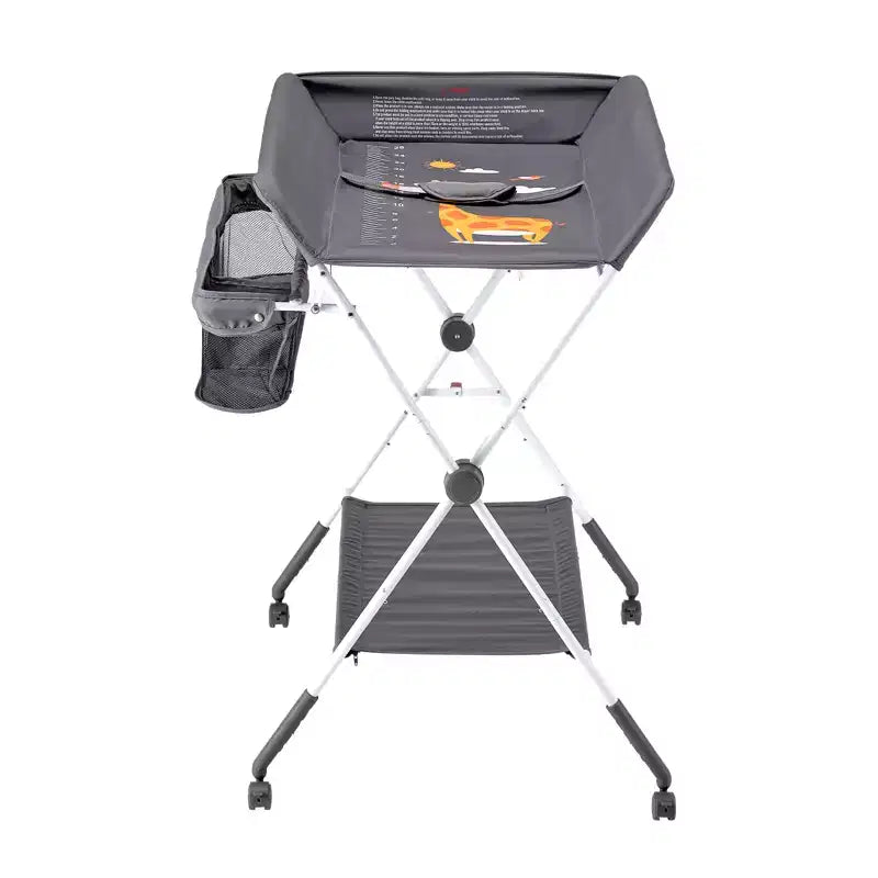 VEVOR Baby Changing Table, Foldable Diaper Change Station with Side Basket,Lockable Wheels, Multi-Functional Storage Organizer Nursery,Dark Gray