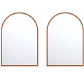 HomeRoots Set of Two Walnut Arch Wood Framed Bathroom Vanity Mirrors