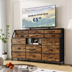 Commode noire et blanche pour chambre à coucher, commode moderne de 140 cm de large avec meuble TV, organisateur à 14 tiroirs en tissu, grande armoire de rangement pour vêtements pour couloir, salon