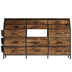 Commode noire et blanche pour chambre à coucher, commode moderne de 140 cm de large avec meuble TV, organisateur à 14 tiroirs en tissu, grande armoire de rangement pour vêtements pour couloir, salon
