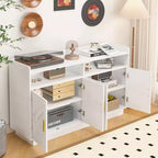 Buffet de salle à manger Okak, meuble de rangement avec 4 portes et 2 tiroirs, poignée en métal, armoire de rangement pour salon, salle à manger, cuisine