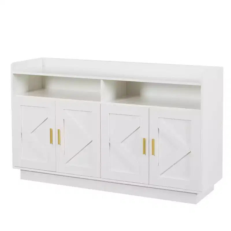 Buffet de salle à manger Okak, meuble de rangement avec 4 portes et 2 tiroirs, poignée en métal, armoire de rangement pour salon, salle à manger, cuisine