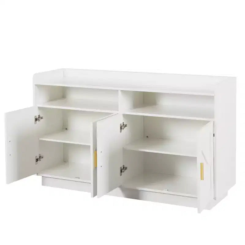 Buffet de salle à manger Okak, meuble de rangement avec 4 portes et 2 tiroirs, poignée en métal, armoire de rangement pour salon, salle à manger, cuisine