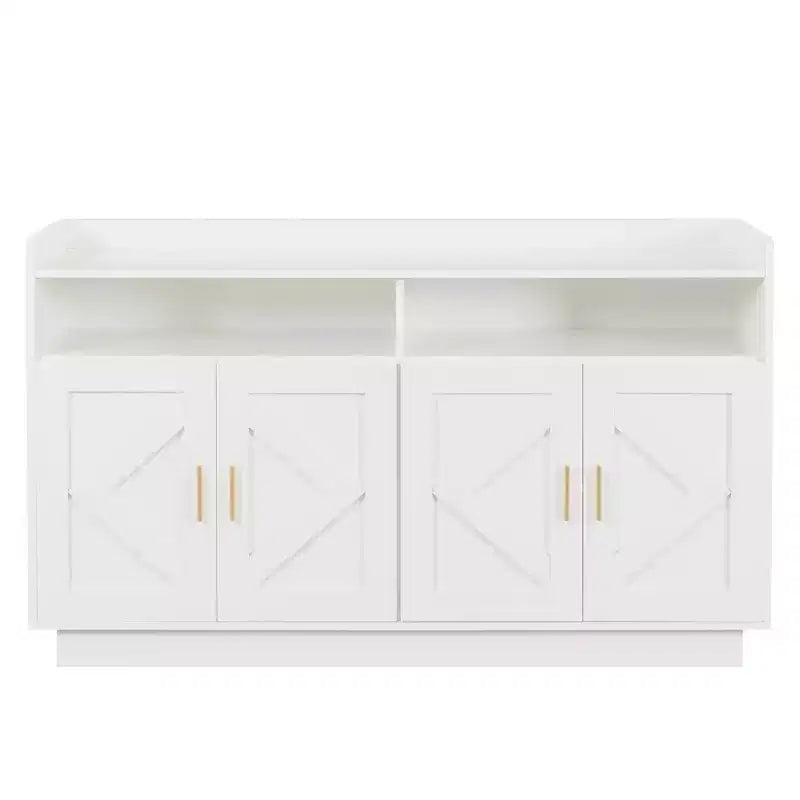 Buffet de salle à manger Okak, meuble de rangement avec 4 portes et 2 tiroirs, poignée en métal, armoire de rangement pour salon, salle à manger, cuisine