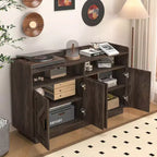 Buffet de salle à manger Okak, meuble de rangement avec 4 portes et 2 tiroirs, poignée en métal, armoire de rangement pour salon, salle à manger, cuisine