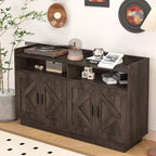 Buffet de salle à manger Okak, meuble de rangement avec 4 portes et 2 tiroirs, poignée en métal, armoire de rangement pour salon, salle à manger, cuisine