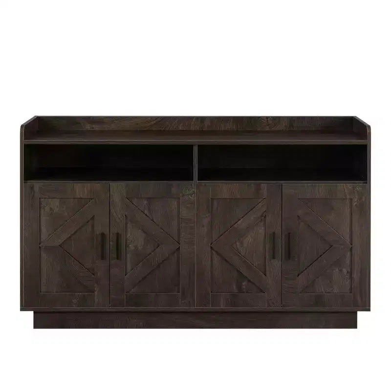 Buffet de salle à manger Okak, meuble de rangement avec 4 portes et 2 tiroirs, poignée en métal, armoire de rangement pour salon, salle à manger, cuisine