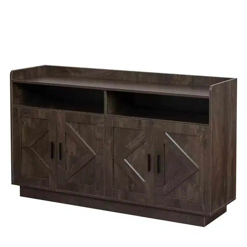 Buffet de salle à manger Okak, meuble de rangement avec 4 portes et 2 tiroirs, poignée en métal, armoire de rangement pour salon, salle à manger, cuisine