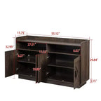 Buffet de salle à manger Okak, meuble de rangement avec 4 portes et 2 tiroirs, poignée en métal, armoire de rangement pour salon, salle à manger, cuisine
