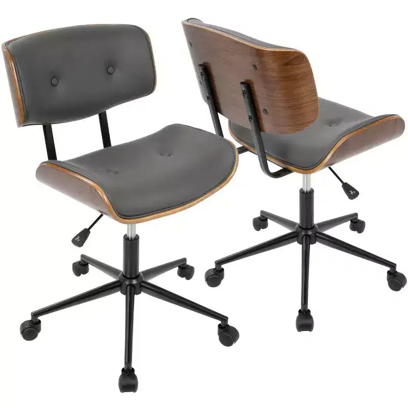 Okak Mid-Century Height-Adjustable Office Chair, Criss Cross Chair with Universe Wheels and Walnut Base, Desk Chair for Home, Office