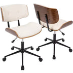 Okak Mid-Century Height-Adjustable Office Chair, Criss Cross Chair with Universe Wheels and Walnut Base, Desk Chair for Home, Office