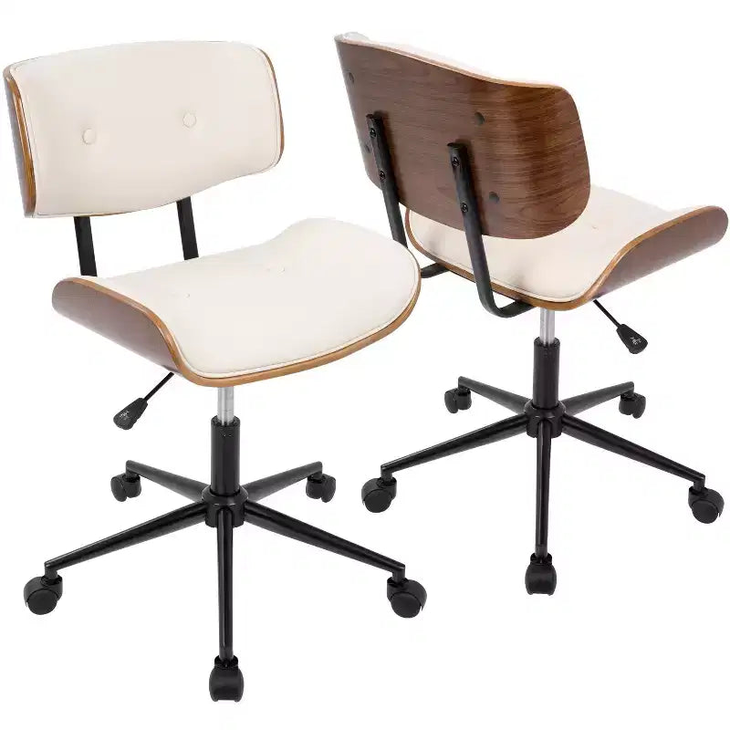Okak Mid-Century Height-Adjustable Office Chair, Criss Cross Chair with Universe Wheels and Walnut Base, Desk Chair for Home, Office