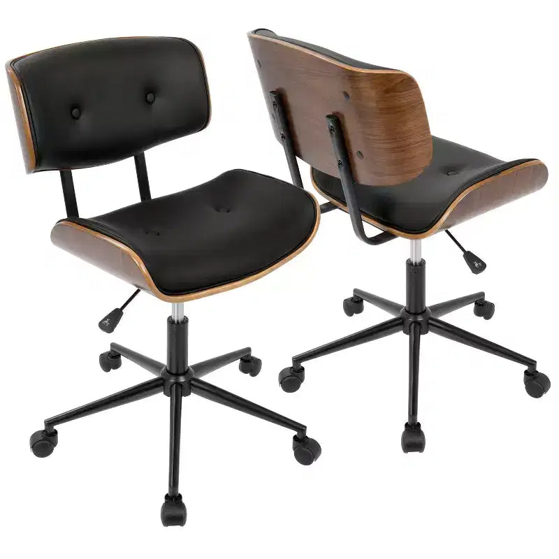 Okak Mid-Century Height-Adjustable Office Chair, Criss Cross Chair with Universe Wheels and Walnut Base, Desk Chair for Home, Office