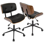 Okak Mid-Century Height-Adjustable Office Chair, Criss Cross Chair with Universe Wheels and Walnut Base, Desk Chair for Home, Office