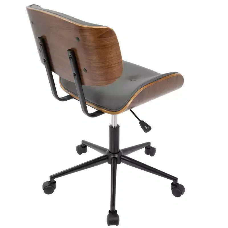 Okak Mid-Century Height-Adjustable Office Chair, Criss Cross Chair with Universe Wheels and Walnut Base, Desk Chair for Home, Office