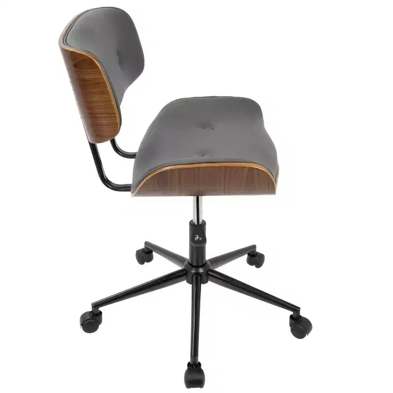 Okak Mid-Century Height-Adjustable Office Chair, Criss Cross Chair with Universe Wheels and Walnut Base, Desk Chair for Home, Office