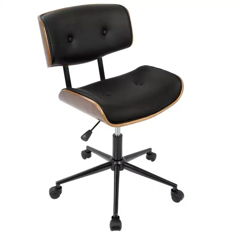 Okak Mid-Century Height-Adjustable Office Chair, Criss Cross Chair with Universe Wheels and Walnut Base, Desk Chair for Home, Office