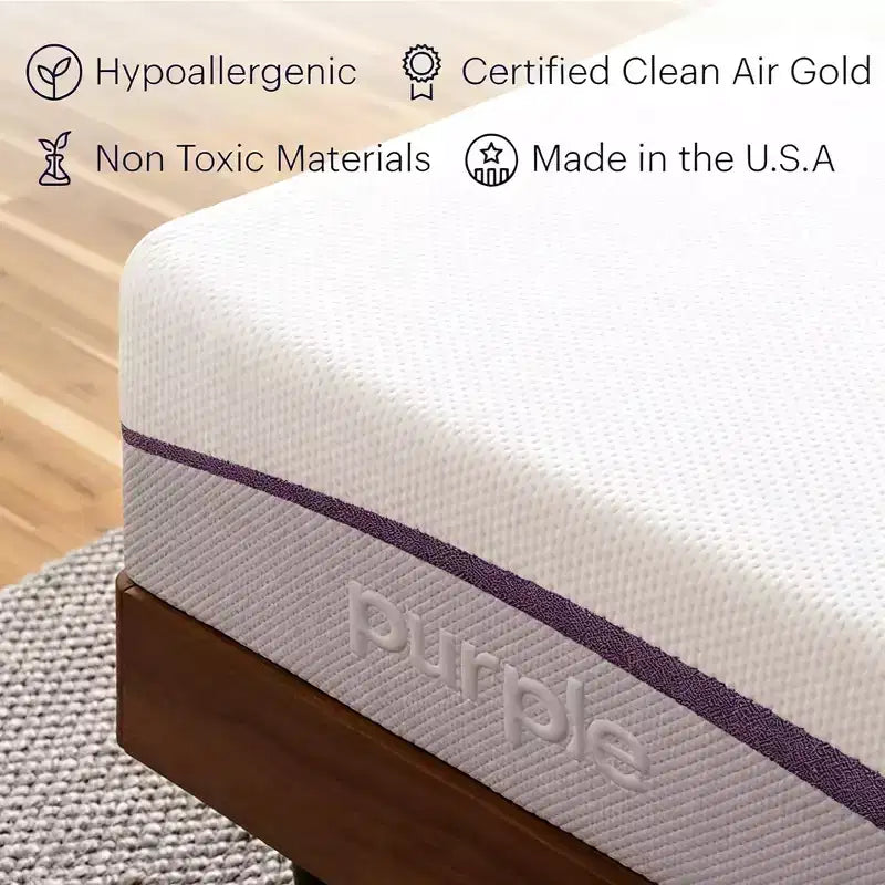 The Purple Mattress 9.25 Medium Gel Foam Mattress with 2 GelFlex Grid, White