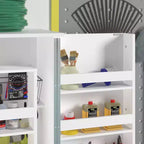 Famapy Armoire de rangement de garage avec étagères rotatives et compartiments de porte, organisateur multicouche, construction robuste, pour outils et fournitures de jardin