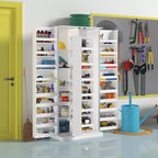 Famapy Armoire de rangement de garage avec étagères rotatives et compartiments de porte, organisateur multicouche, construction robuste, pour outils et fournitures de jardin