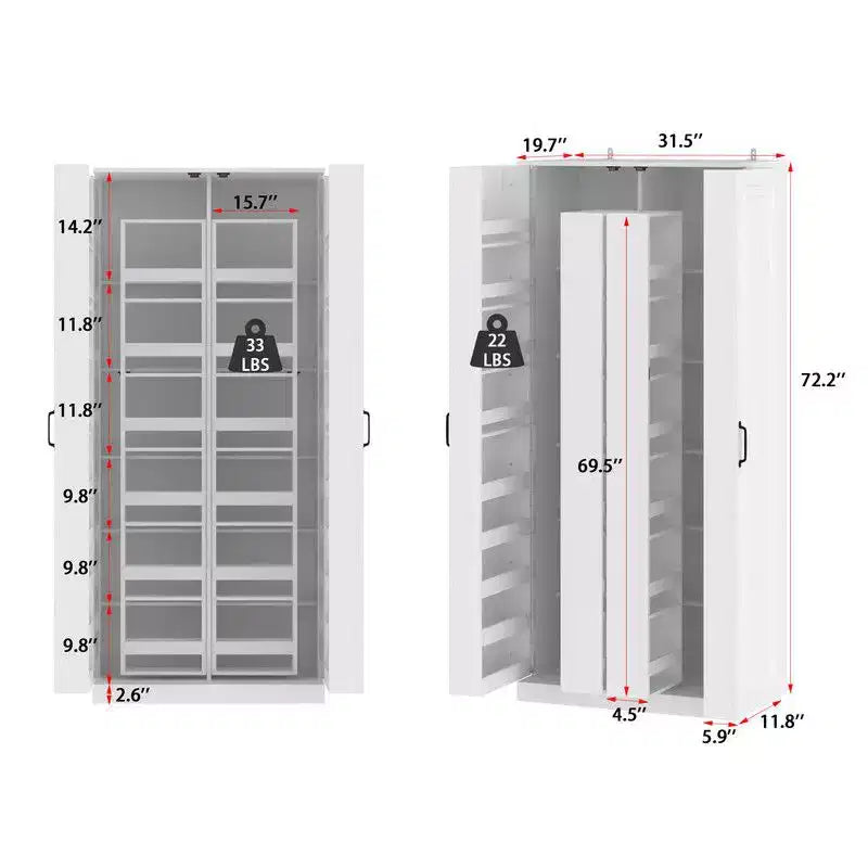 Famapy Armoire de rangement de garage avec étagères rotatives et compartiments de porte, organisateur multicouche, construction robuste, pour outils et fournitures de jardin