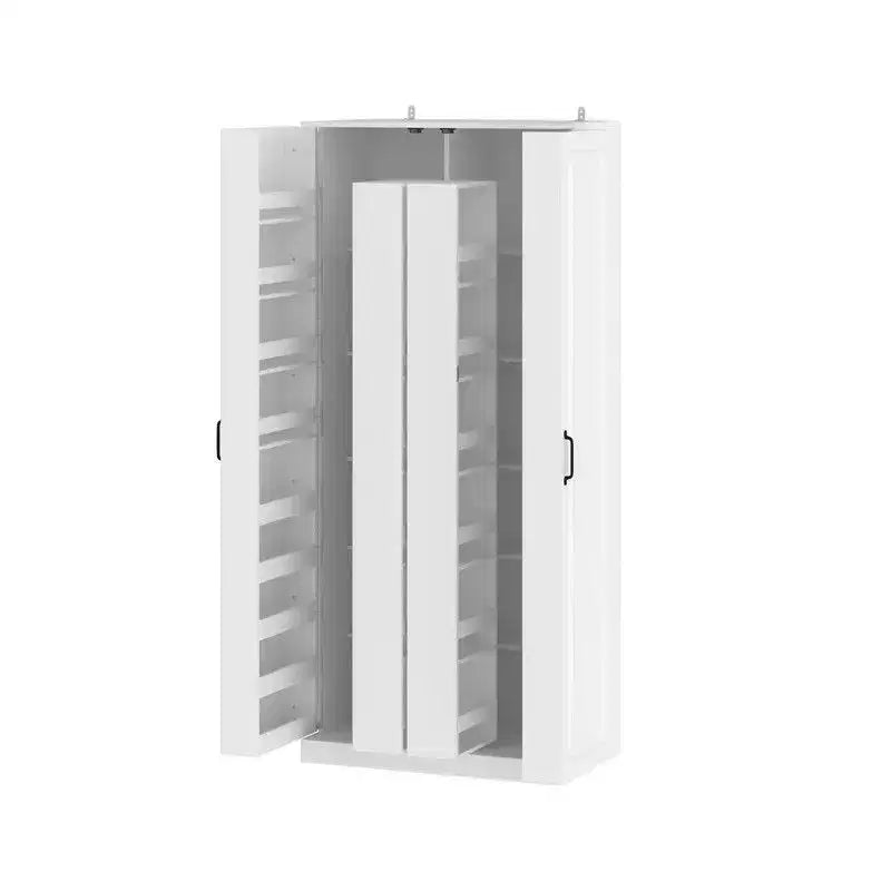 Famapy Armoire de rangement de garage avec étagères rotatives et compartiments de porte, organisateur multicouche, construction robuste, pour outils et fournitures de jardin