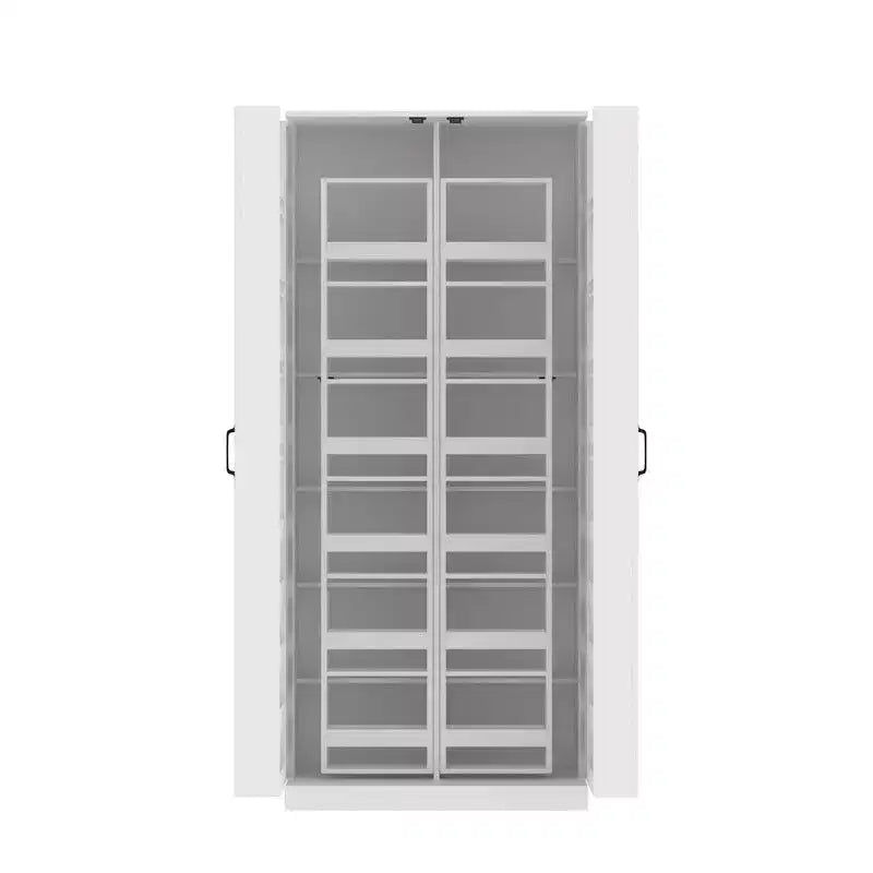 Famapy Armoire de rangement de garage avec étagères rotatives et compartiments de porte, organisateur multicouche, construction robuste, pour outils et fournitures de jardin