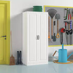 Famapy Armoire de rangement de garage avec étagères rotatives et compartiments de porte, organisateur multicouche, construction robuste, pour outils et fournitures de jardin