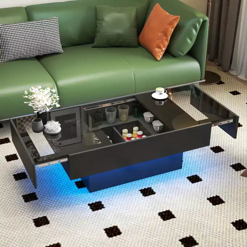 Table basse de rangement rectangulaire GDFStudio Kelsen Modern 39.37 avec plateau coulissant