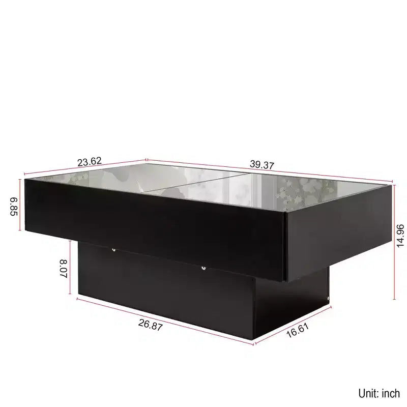 Table basse de rangement rectangulaire GDFStudio Kelsen Modern 39.37 avec plateau coulissant